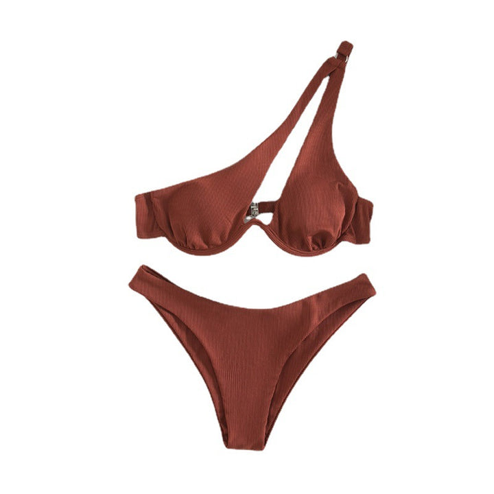 Dame Triangel-Bikini med asymmetrisk snit og polstret top Skovae