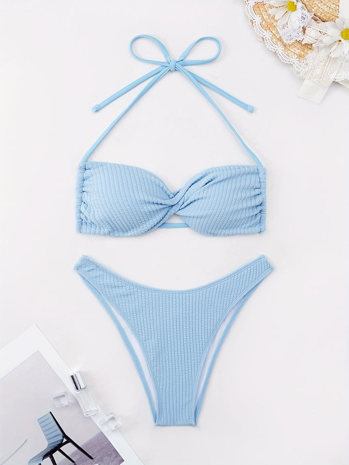 Dame bandeau-bikini med struktureret overflade Skovae