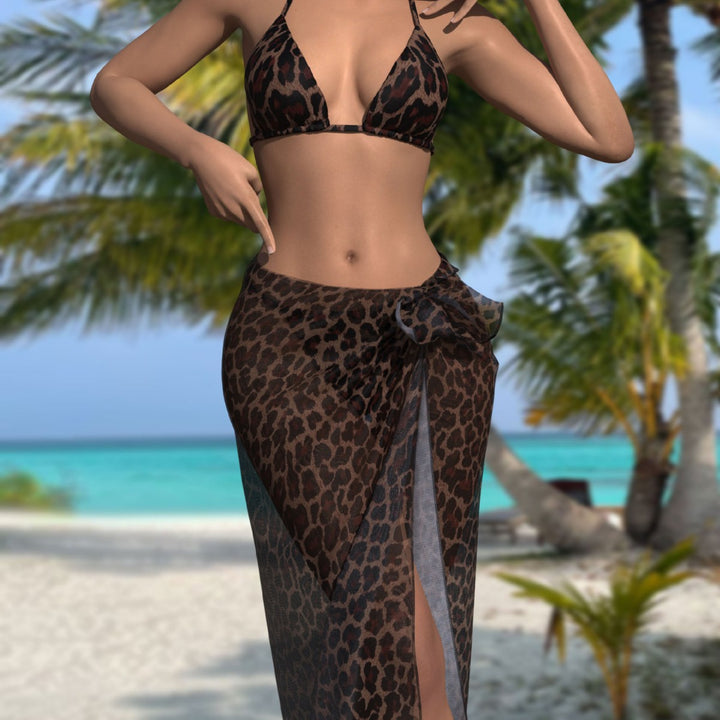 Dame sarong med leopardmønster og elegant sløjfe Stilla
