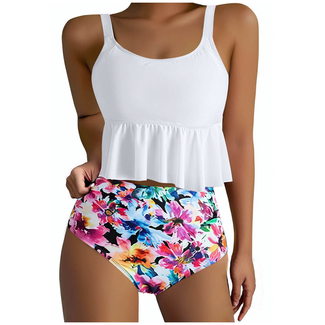 Femme Flowing Peplum Top Højtaljet Badedragt Sæt Stilla