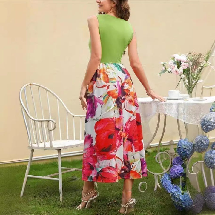 Dame Blomster Lagdelt Maxi Kjole Stilla