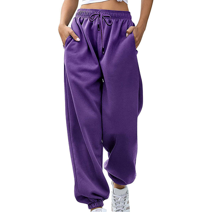 Kvinders casual sweatpants med høj talje og sidelommer med lynlås Skovae