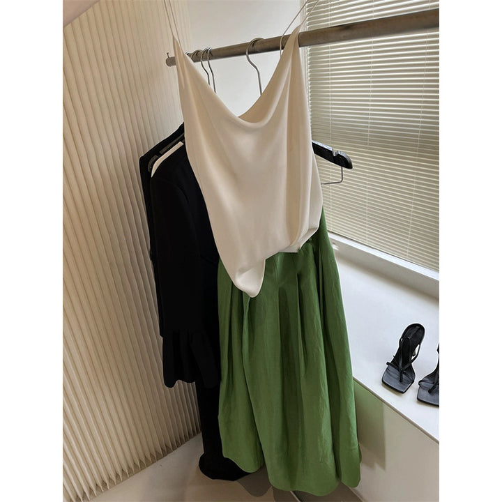 Dame let Maxiskørt med elegante folder og justerbar taljesnor Stilla