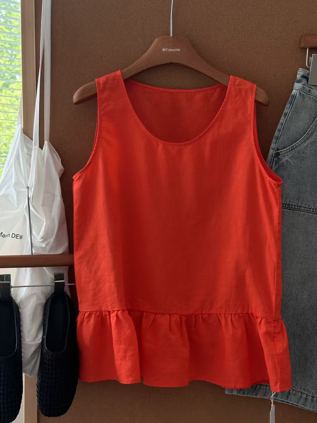 Femme Peplum Kant Ærmeløs Top Stilla