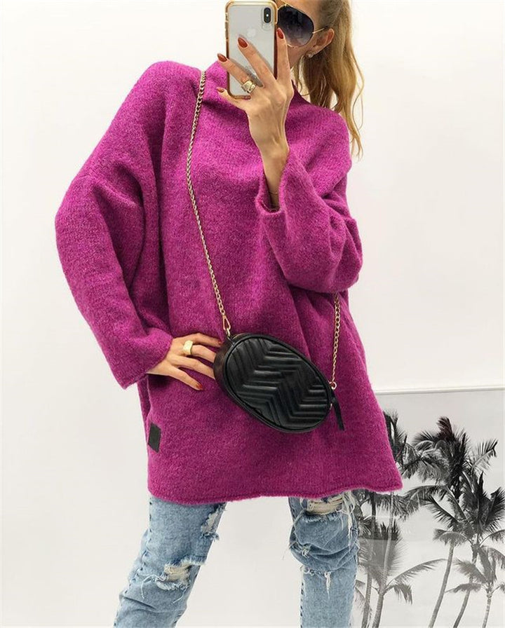 Dame generøst skåret strikpullover med bred manchet og moderne snit Stilla