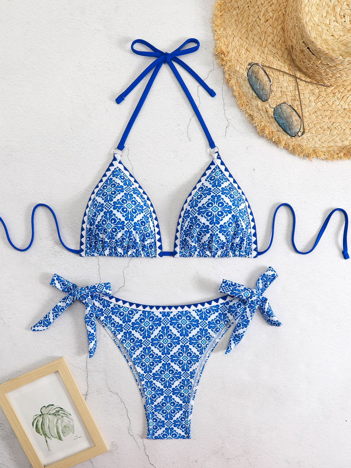 Femme Triangle Bikini Sæt med Sidebinding Stilla