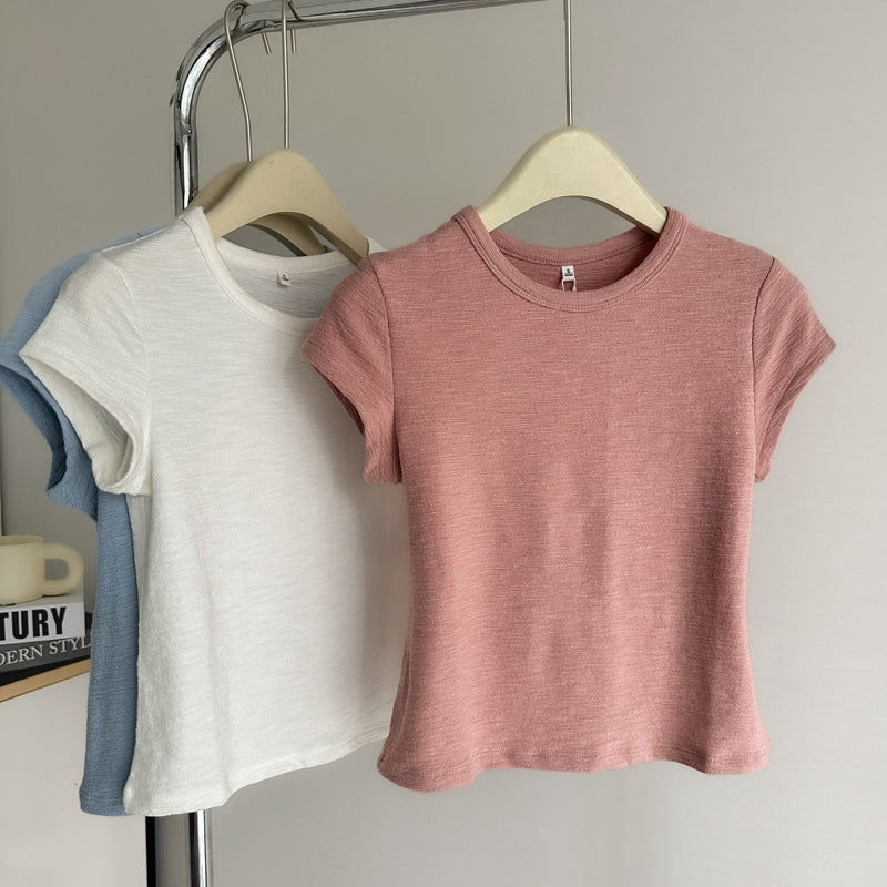 Femme Klassisk Kortærmet Struktureret T-Shirt Stilla