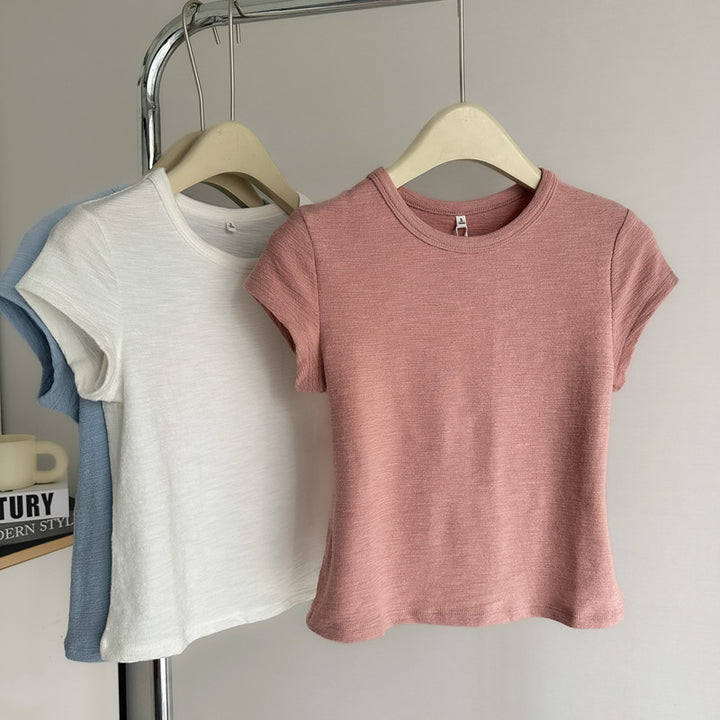 Femme Klassisk Kortærmet Struktureret T-Shirt Stilla
