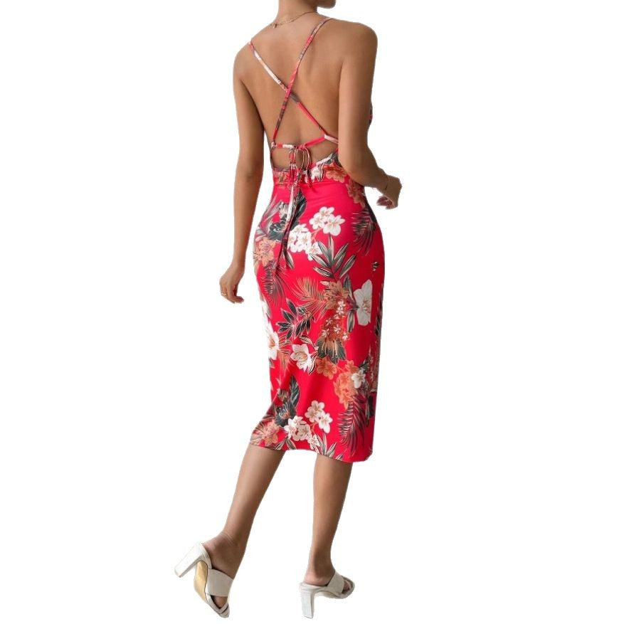 Kvinder Blomst Bodycon Midi Kjole Stilla