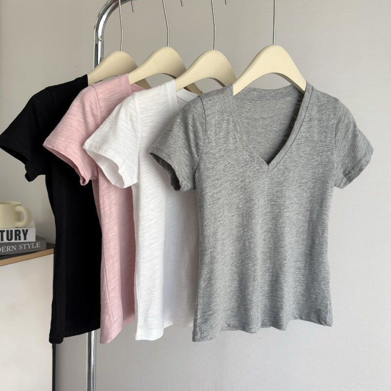 Femme Soft V-udskæring Kortærmet T-Shirt Stilla