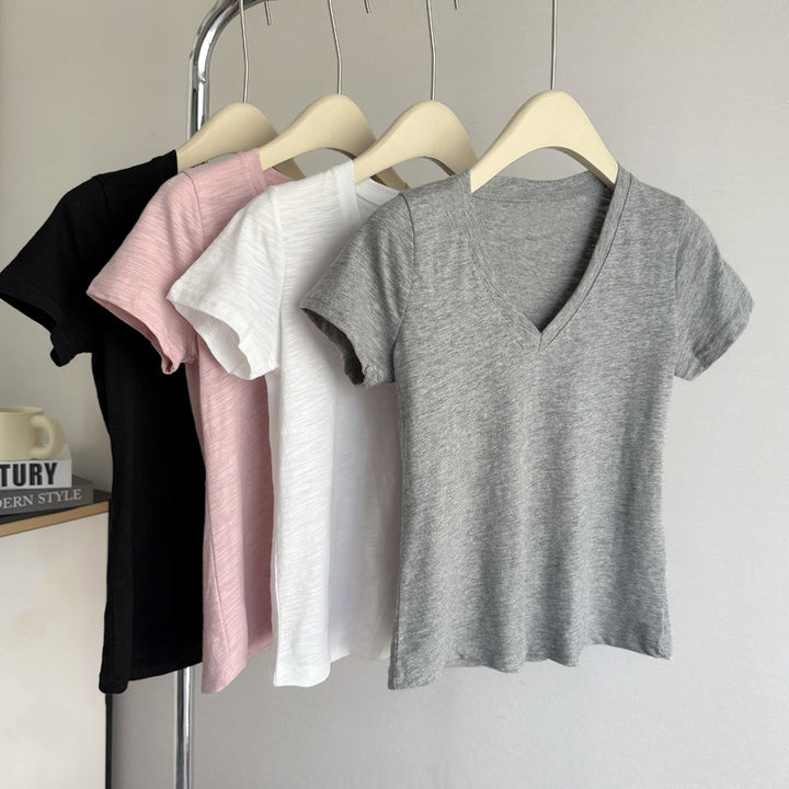 Femme Soft V-udskæring Kortærmet T-Shirt Stilla