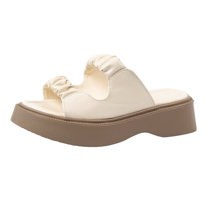Dame platform-sandaler med rynket remdesign og skridsikker sål Stilla