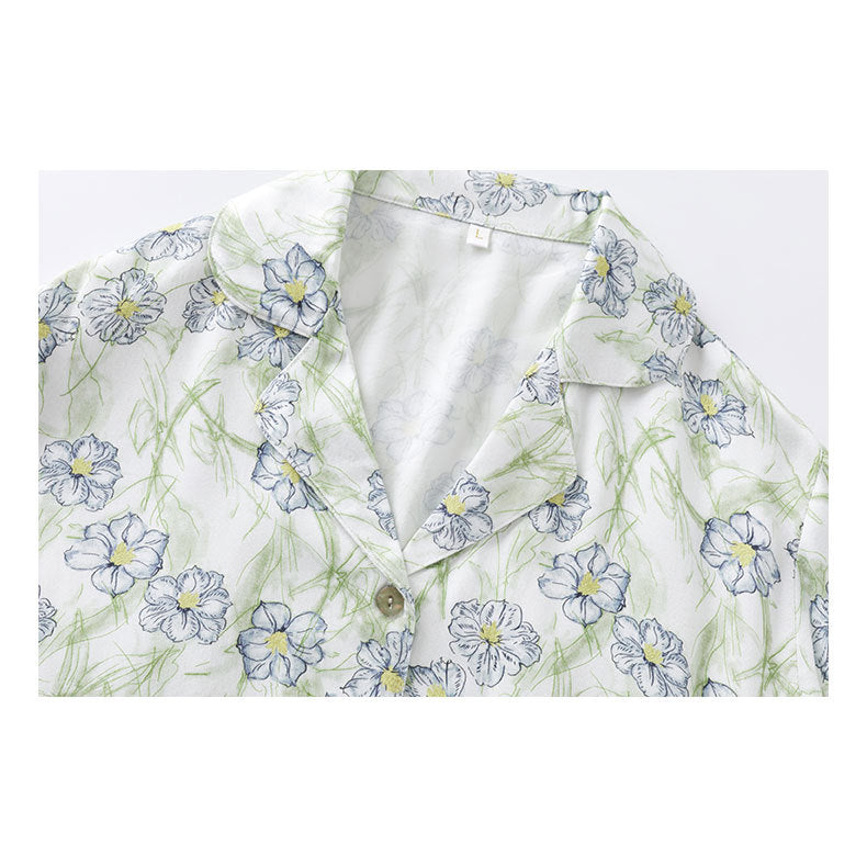 Dame kortærmet pyjamas sæt med elegant floral design og komfortabel pasform Stilla