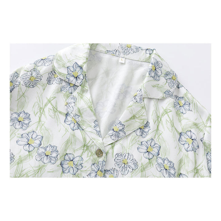 Dame kortærmet pyjamas sæt med elegant floral design og komfortabel pasform Stilla