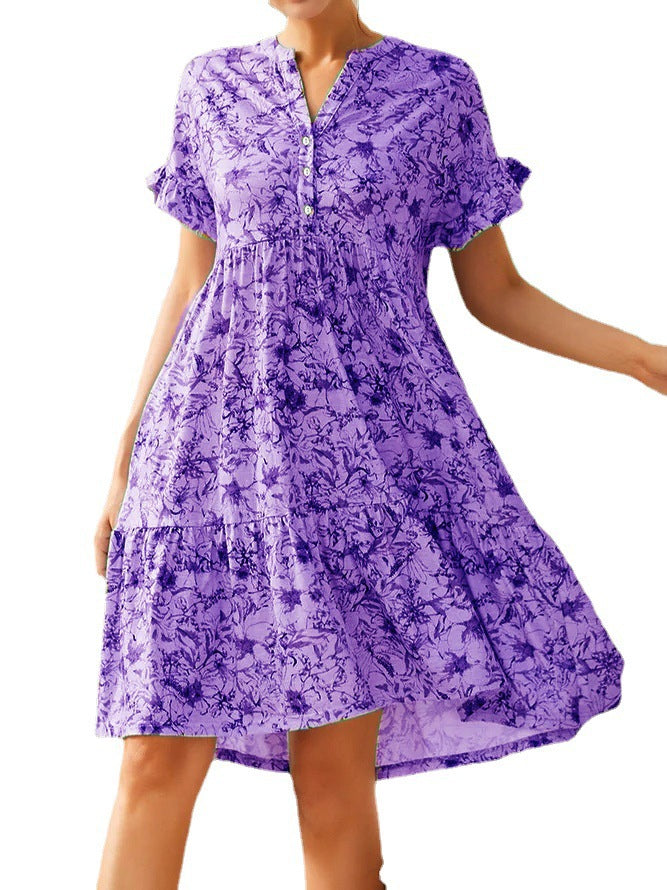Dame blomster volang mini kjole Stilla