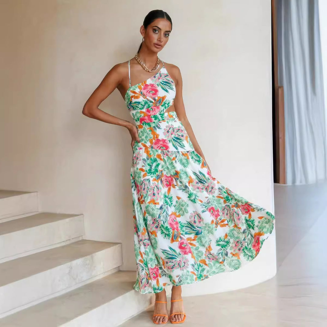 Femme Elegant Floral Cut-Out Maxi Kjole Stilla