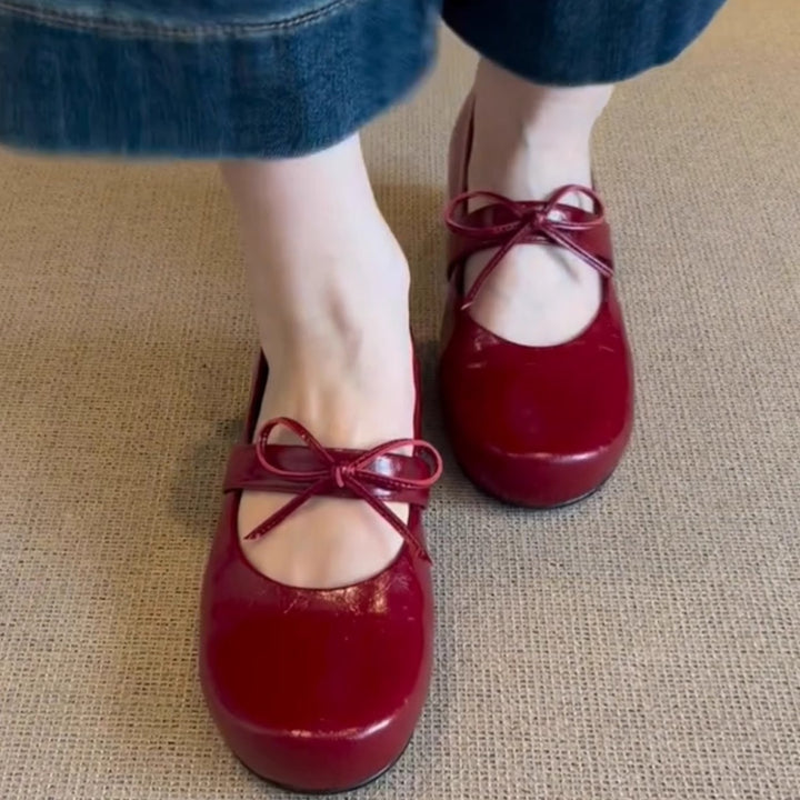 Dame Komfort Mary Jane Ballerinas med justerbar båndsløjfe Stilla