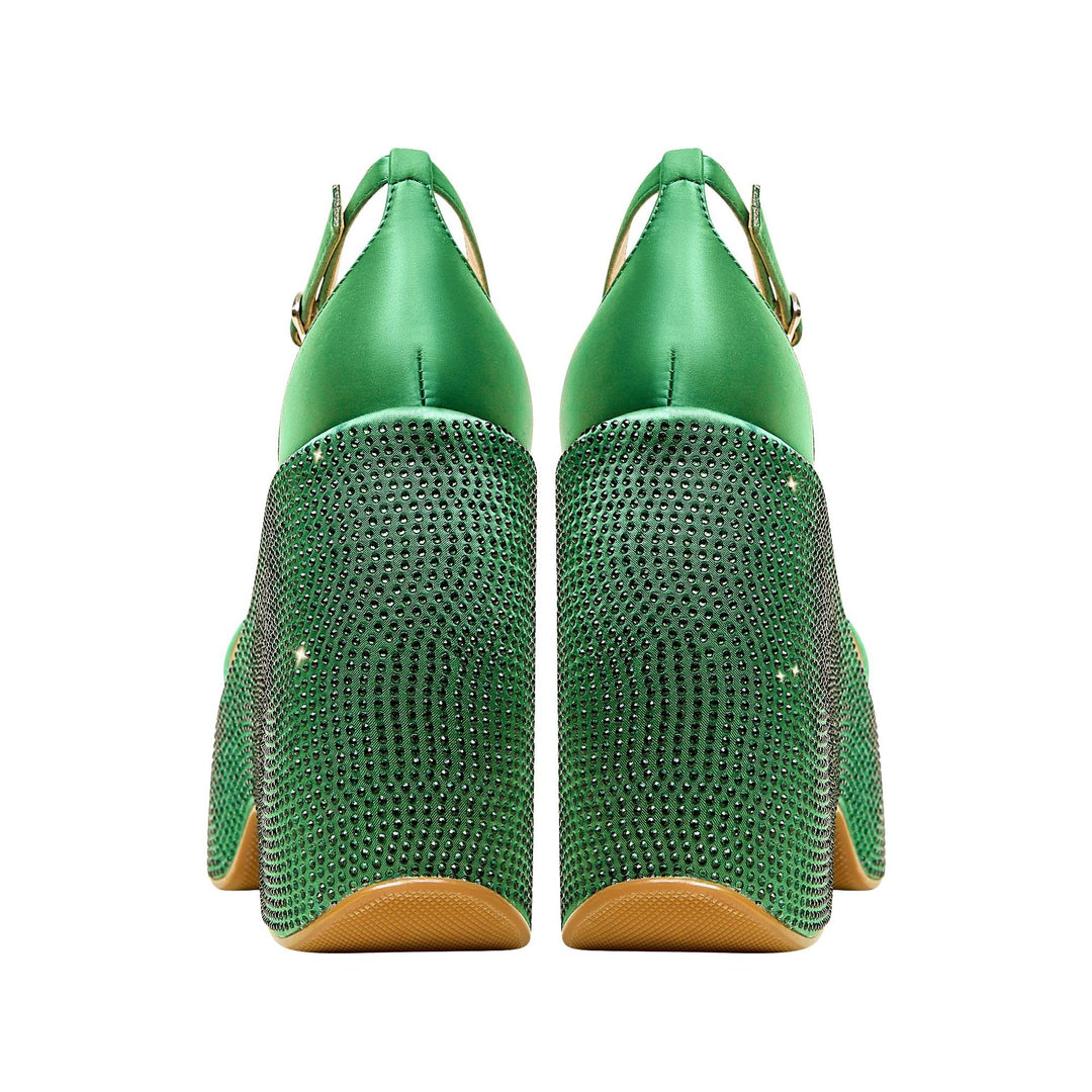 Femme Platform Hæle Sandaler med Strassdekoration Stilla