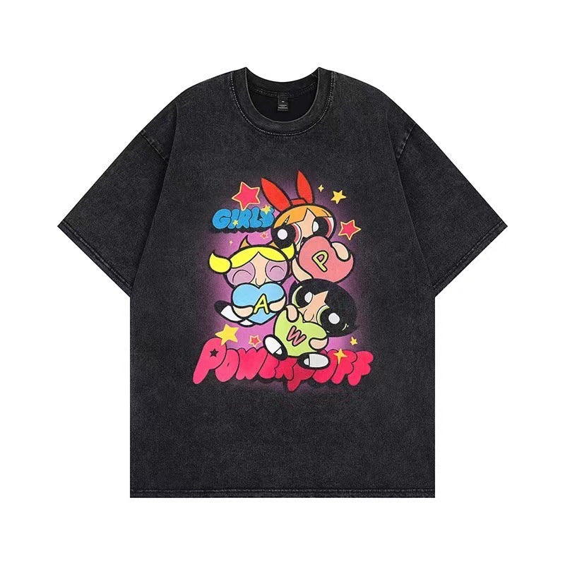 Dame T-shirt med tilpasset Powerpuff Girls grafiktryk Stilla
