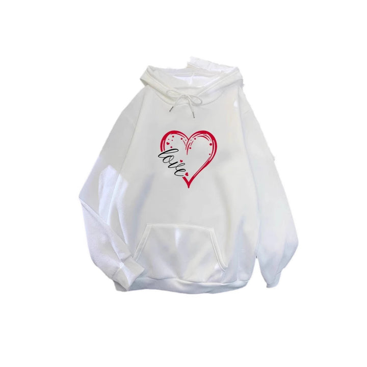 Kvinders hoodie med romantisk hjerte design og højkvalitets fleece Skovae