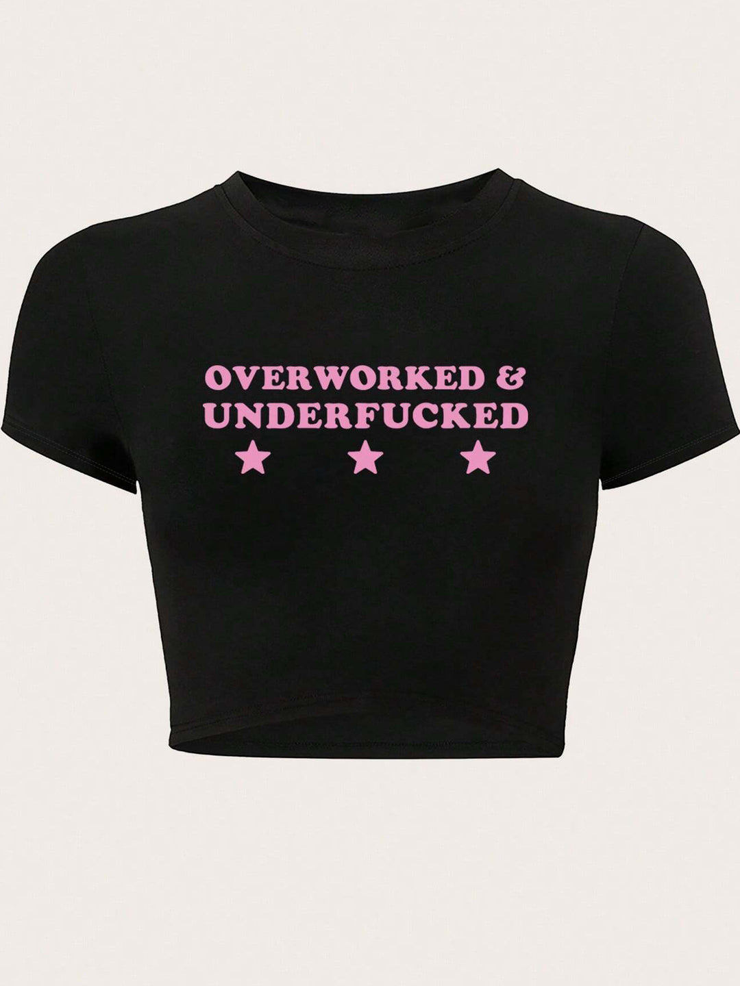 Dame Crop-T-shirt med inspirerende tryk og tætsiddende pasform Skovae
