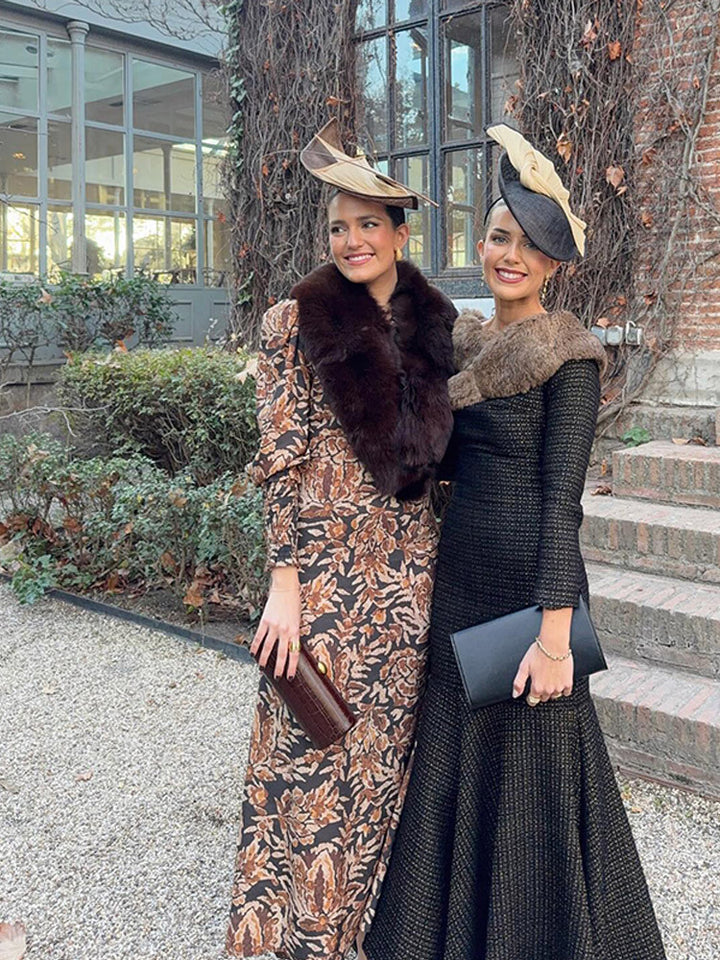 Dame Elegant Maxi-kjole med smart cashmere-krave og svingende søm Stilla