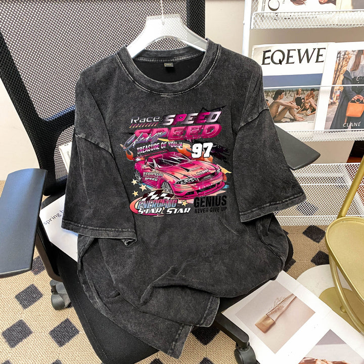 Dame Oversized T-Shirt med kvalitetsgrafikdesign og motiverende racerløbstryk Stilla