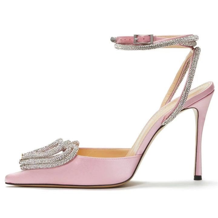 Femme Elegante Højhælede Slingback Sko med Strass Accent Stilla