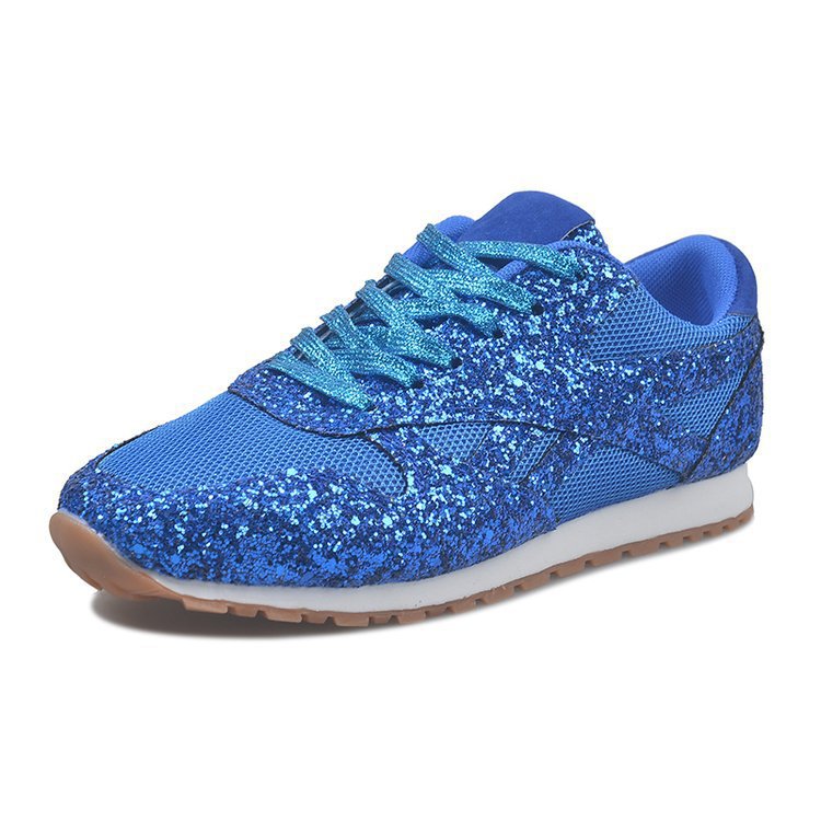 Dame sporty sneakers med glitrende overflade og åndbart netstruktur Stilla