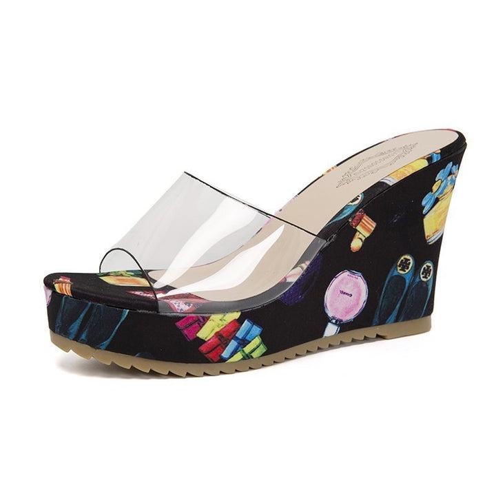 Dame Wedge-sandaler med blomsterprint og transparent rem Stilla