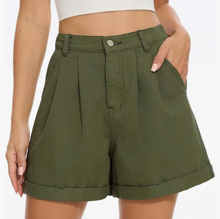 Dame højtaljerede folded shorts Stilla