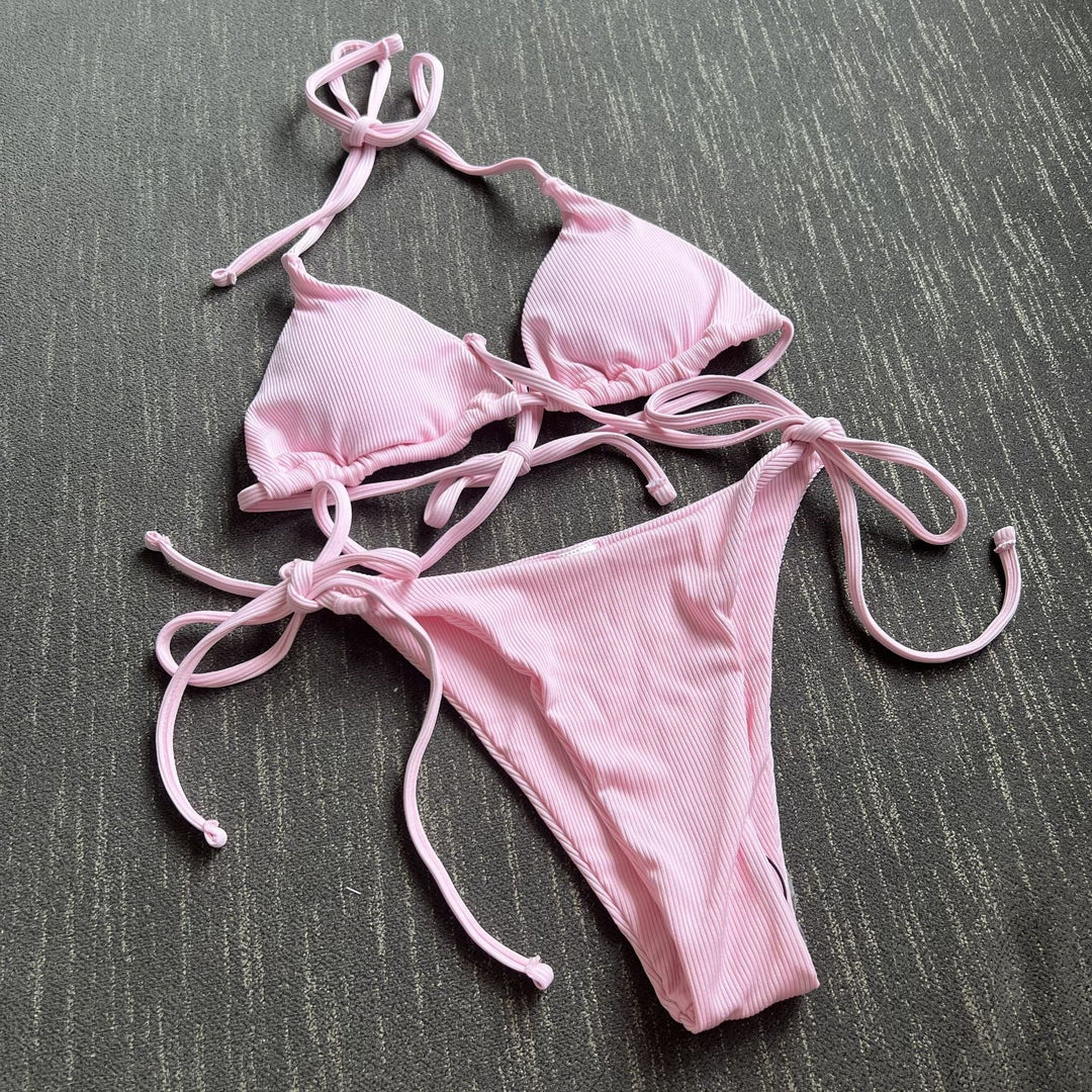 Dame Trekant-Bikini med raffineret Rynkning Skovae