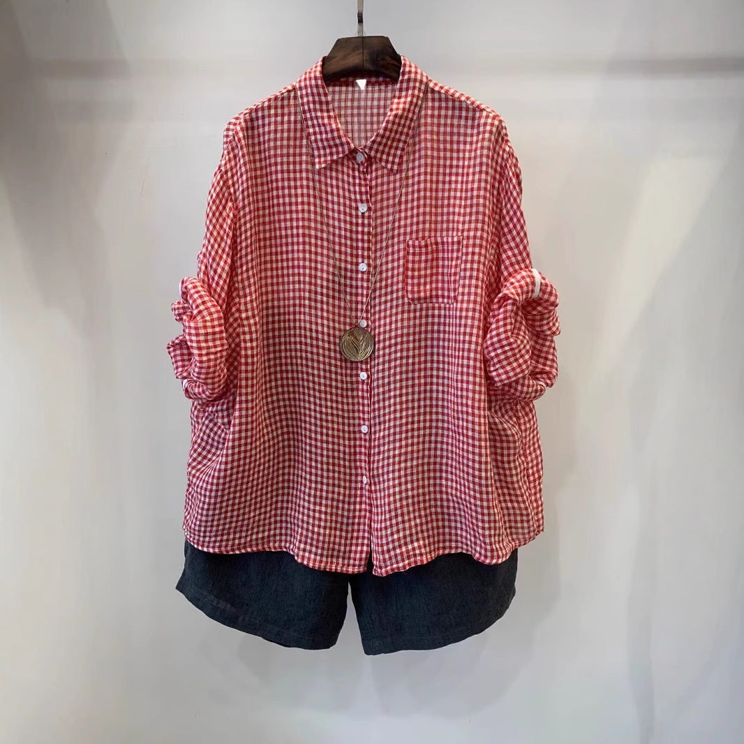 Femme Relaxed Fit Gingham Button-Up Shirt Stilla