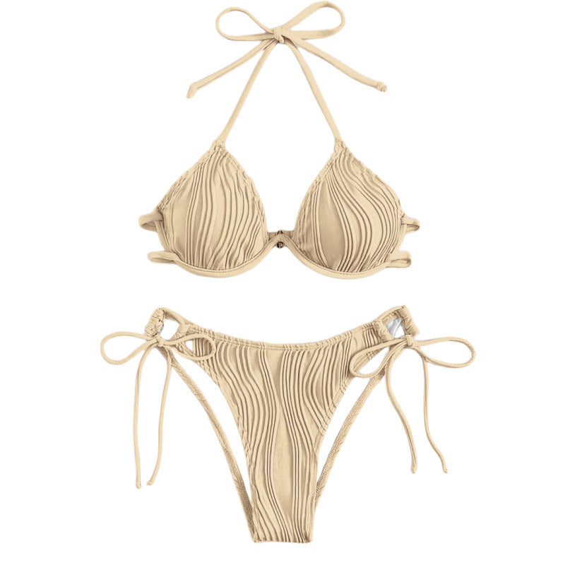 Femme Ribbede Trekant-Bikini-Sæt Stilla
