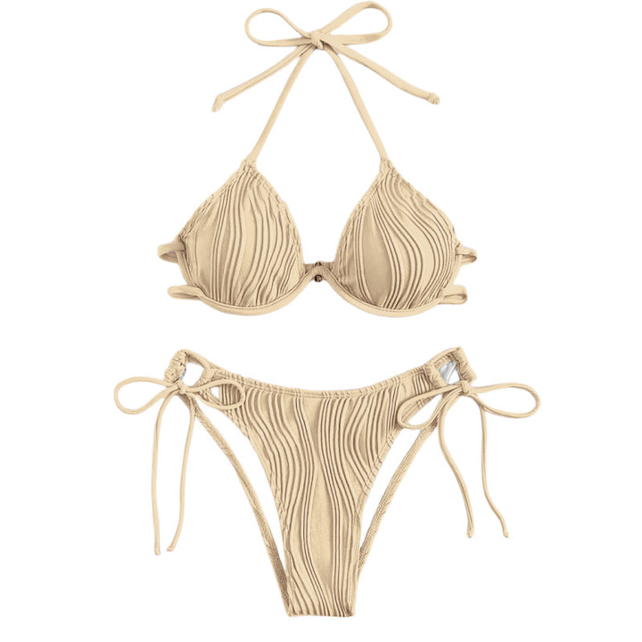 Femme Ribbede Trekant-Bikini-Sæt Stilla