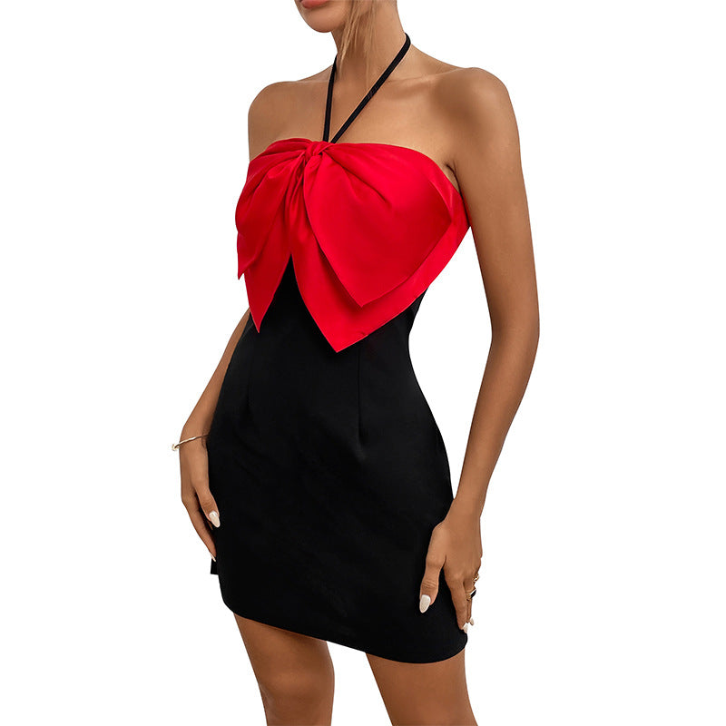 Femme Elegante Halter Neck Mini Kjole Stilla