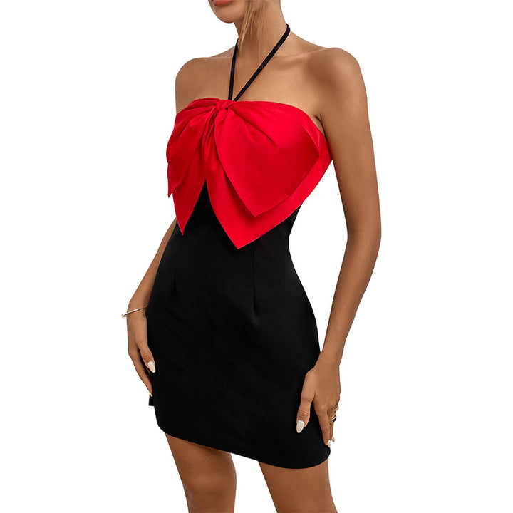 Femme Elegante Halter Neck Mini Kjole Stilla