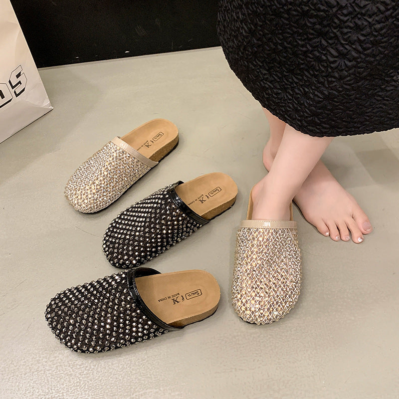Dame Strass-belagte Slide Mules Stilla