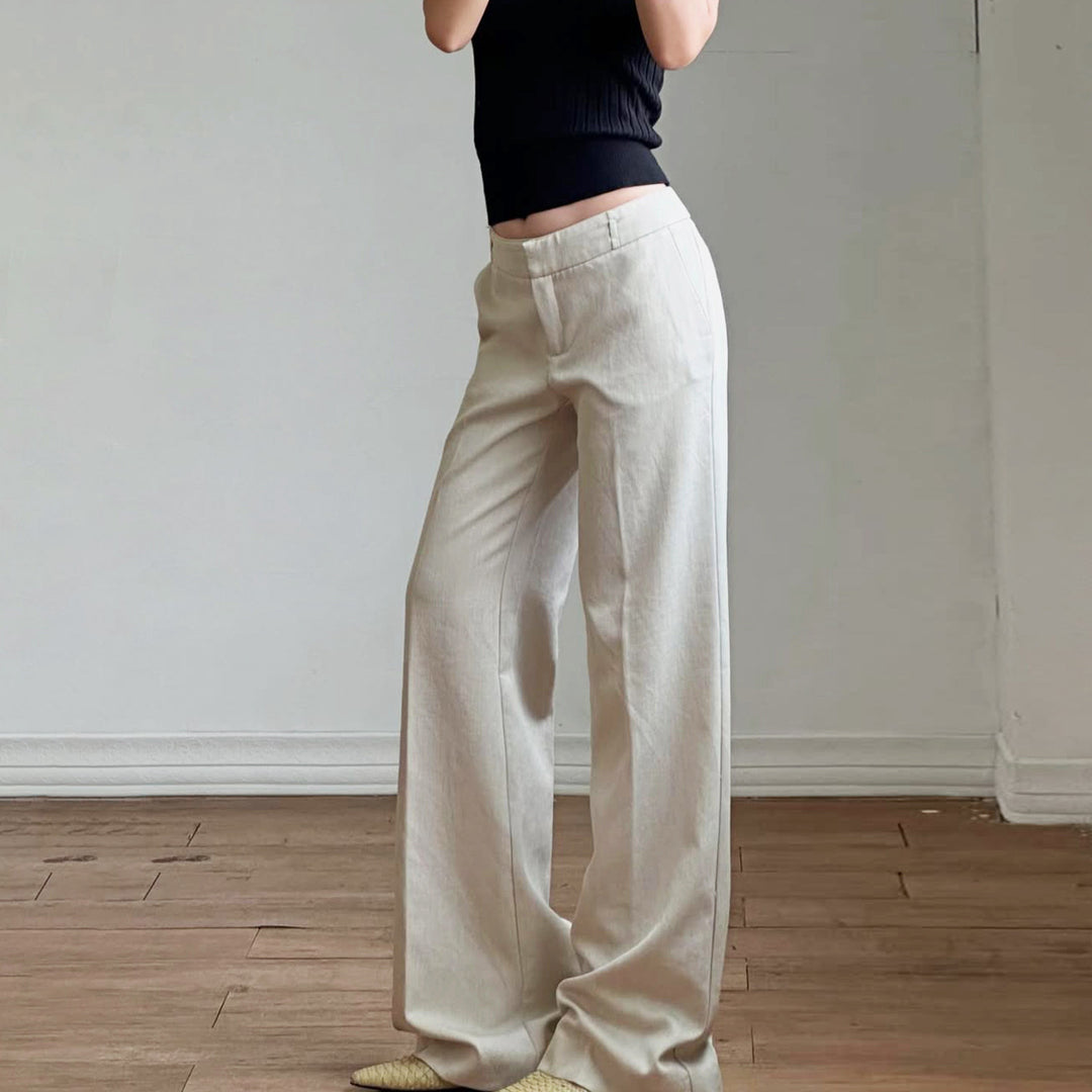 Dame bred Business-bukser med høj talje og elegante lommer Skovae