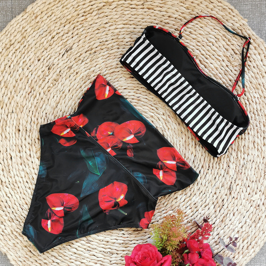 Dame bikini-sæt med trendy høj talje og elegant bandeau-overdel Stilla