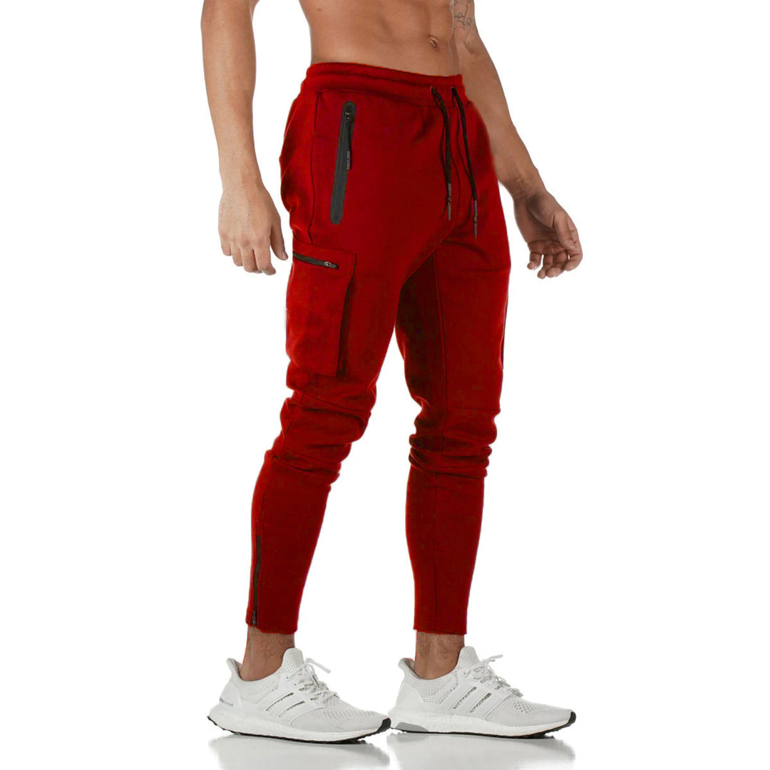 Herren Slim-Fit Cargo-Sweatpants med sidelomme med lynlåse Stilla