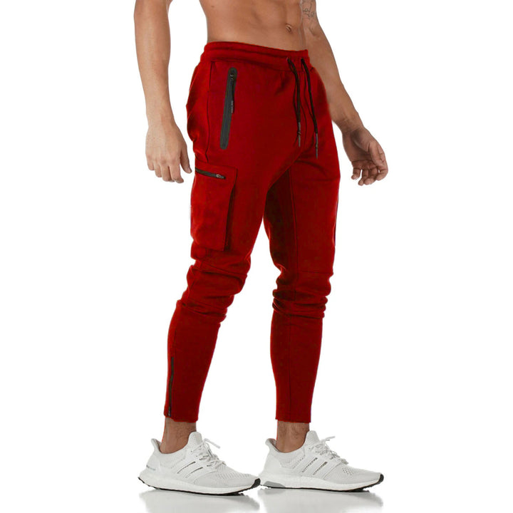 Herren Slim-Fit Cargo-Sweatpants med sidelomme med lynlåse Stilla