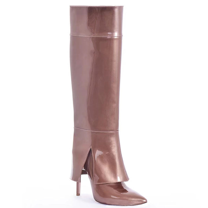 Femme Over-knæet Glinsende Stiletto Støvler Stilla 1749742256