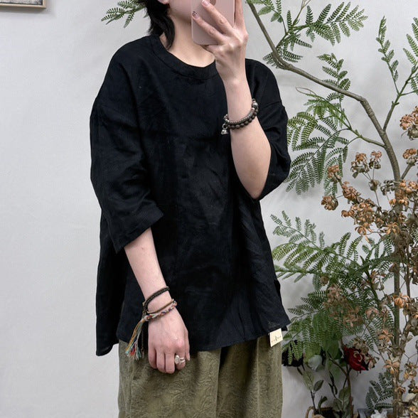 Dame Relaxed Fit Linned Tunika-Oberteil med Lomme Stilla