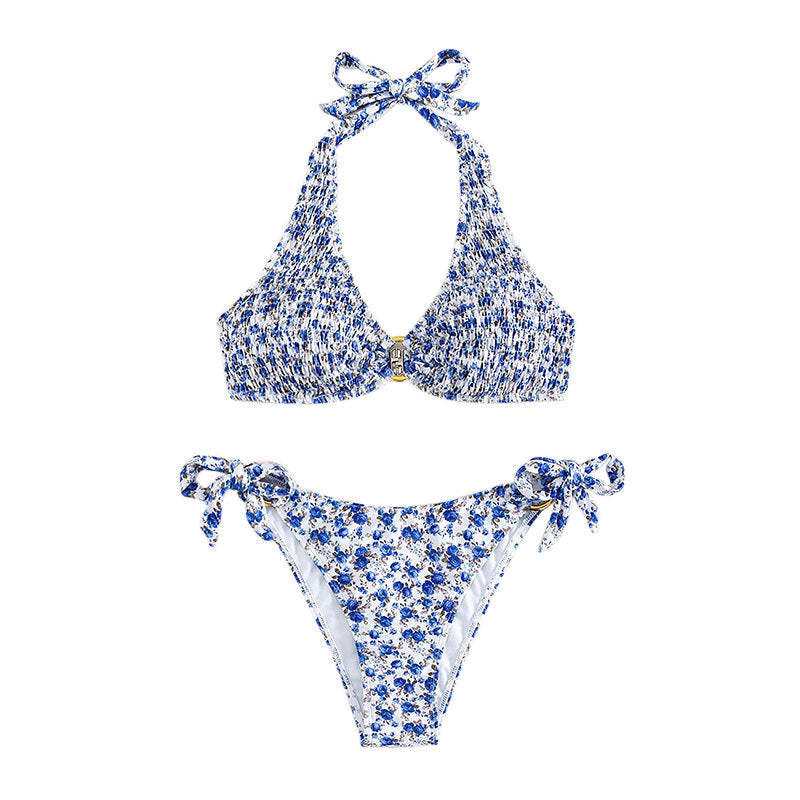 Dame Triangel-Bikini med legende ruffles detaljer og elegant knude design Skovae