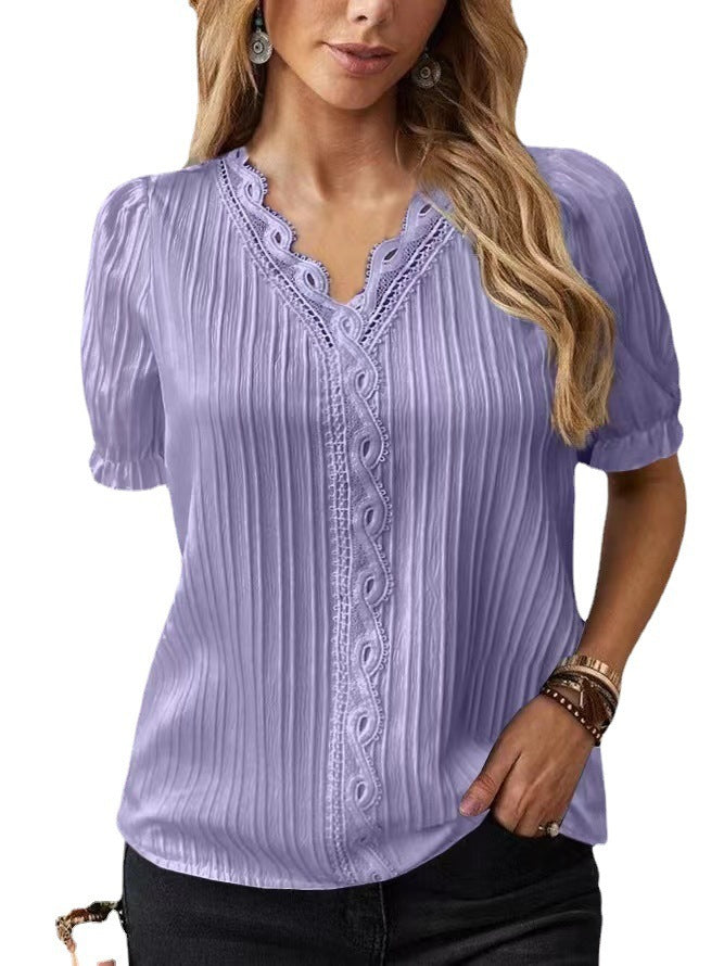 Dame struktureret spidsbort-bluse Stilla