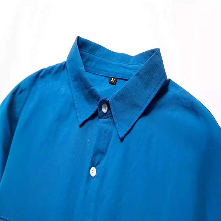 Herrer Let Casual Linned Knap-Down Skjorte Stilla