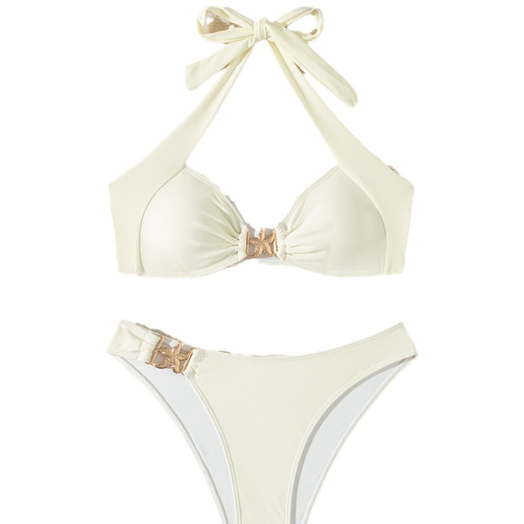Dame bikini-sæt med elegant søstjerne-applikation og kvalitets rynkning Stilla