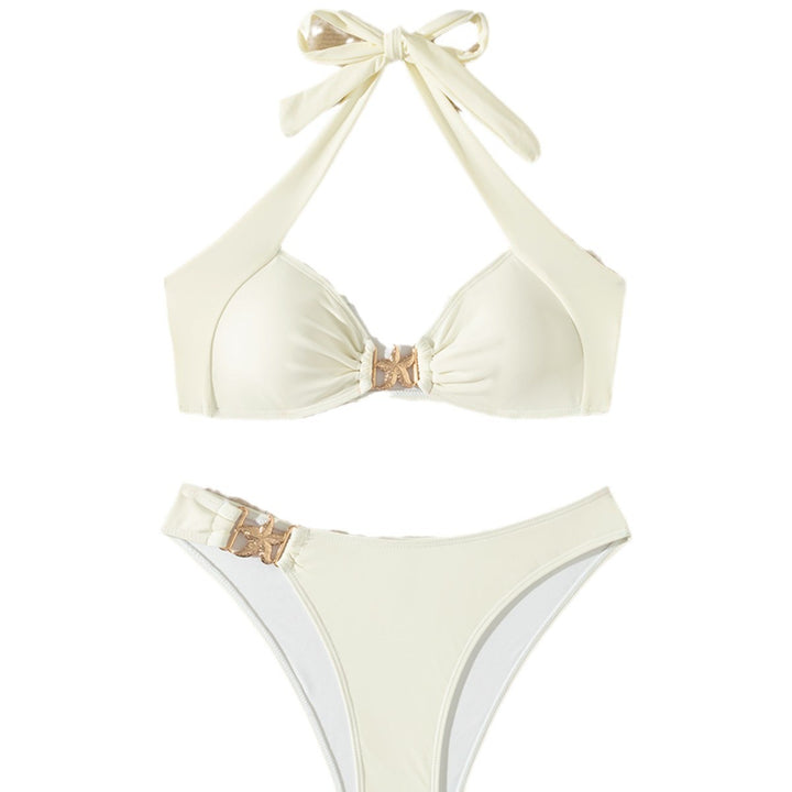 Dame bikini-sæt med elegant søstjerne-applikation og kvalitets rynkning Stilla