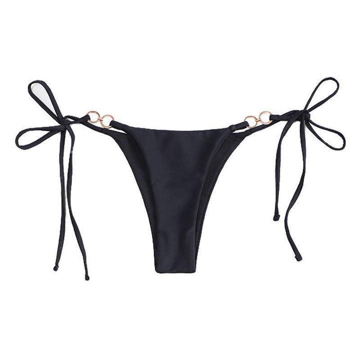 Dame bikiniunderdel med justerbare bindebånd og elegante metalringe Skovae
